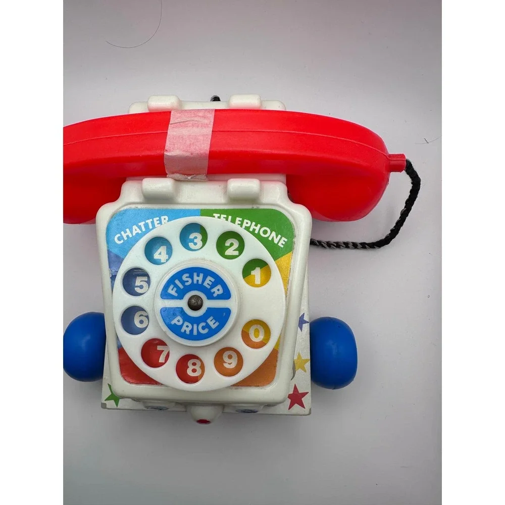 Fisher Price 1985 Chatter Telephone White Vintage 1985 Pull Toy 747
